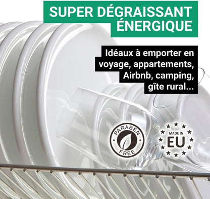 GPQ - Lave-Vaisselle À Dosettes Liquides | 250 Unités X 15 Ml | Détergent Pour Lavage Manuel De Vaisselle | Dégraissant / Dégraissant | Sans Parabènes | Amenities D'Appartement, Airbnb, Camping,