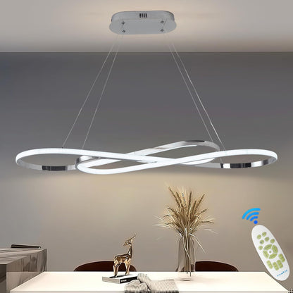 Suspension LED Table À Manger Lampe Suspendue À Intensité Variable Avec Télécommande À Suspension Design Linéaire Lampe Lustre Réglable En Hauteur Lampe De Cuisine (L100Cm/57W) Chrome