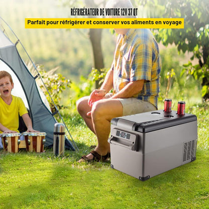 Glacière Électrique Voiture, 35 L, Réfrigérateur Portable À Compression, Mini Frigo, 69,3X34,5X38,1 Cm, Mini Congélateur Avec Écran LCD Numérique -20 À 20 ℃ Pour Maison/Voiture/Camping