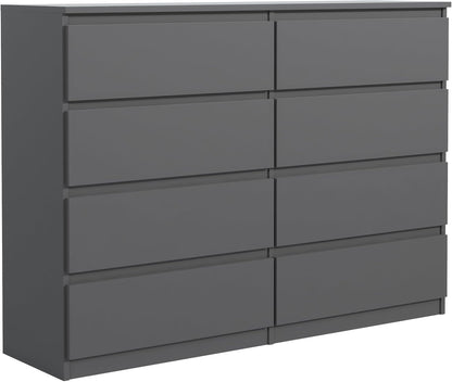 Commode 100 Cm, 8 Tiroirs, Anthracite | Commode Moderne, Meuble De Rangement, Buffet Salon, Commode Chambre, Armoire À Tiroirs 100X101,5X39 Cm
