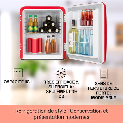 Mini Frigo De Chambre De 48L Pour Snacks Et Boissons, Petit Frigo Top Silencieux, Mini Bar, Petit Réfrigérateur Camping, Mini Frigo Cosmetique, Refrigerateur Avec Étagères Réglables, 0-10°C