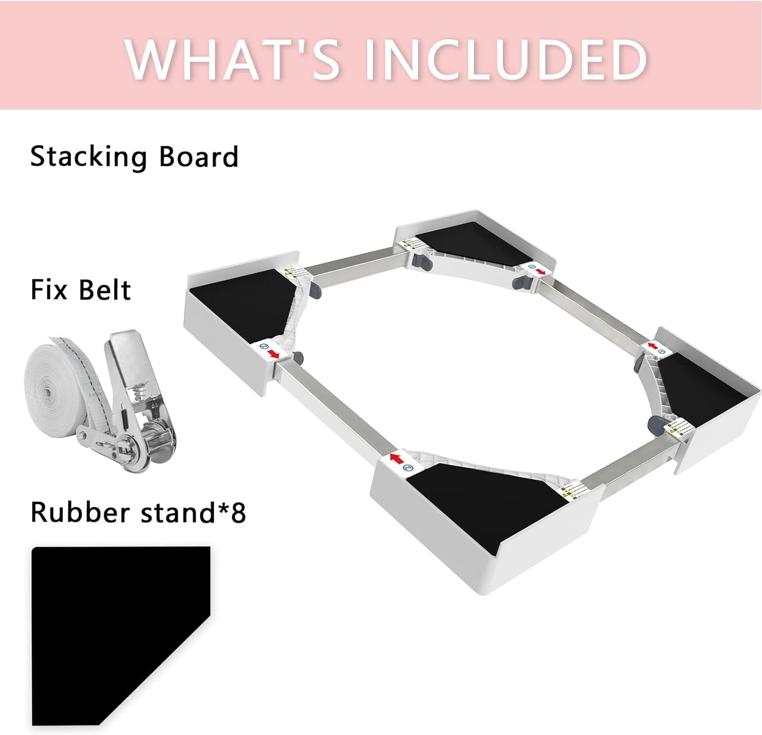 Kit De Superposition Universel, Accessoires Pour Lave-Linge/Sèche-Linge, Universel Cadre Intermédiaire Pour Lave-Linge Et Sèche-Linge Avec Corde À Cliquet, Taille Réglable（46-66Cm）