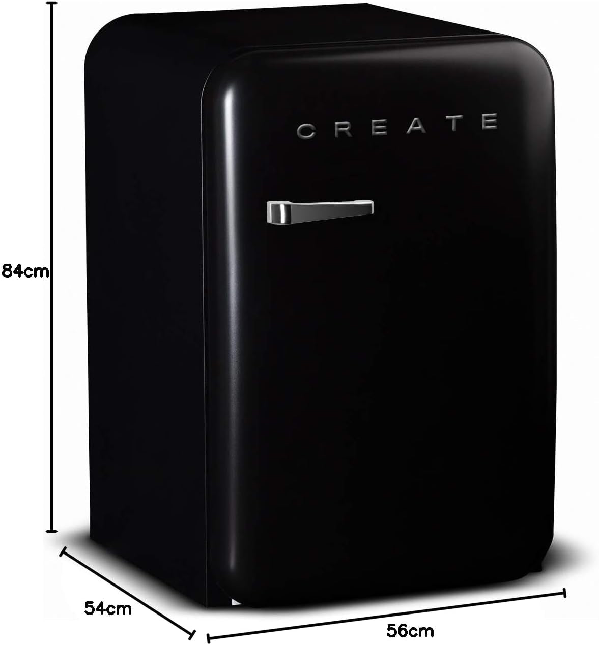 / RETRO FRIDGE 83.5 Silver/Réfrigérateur Noir Avec Poignée Argent/Pratique Et Fonctionnel, Matériaux Résistants