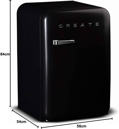 / RETRO FRIDGE 83.5 Silver/Réfrigérateur Noir Avec Poignée Argent/Pratique Et Fonctionnel, Matériaux Résistants