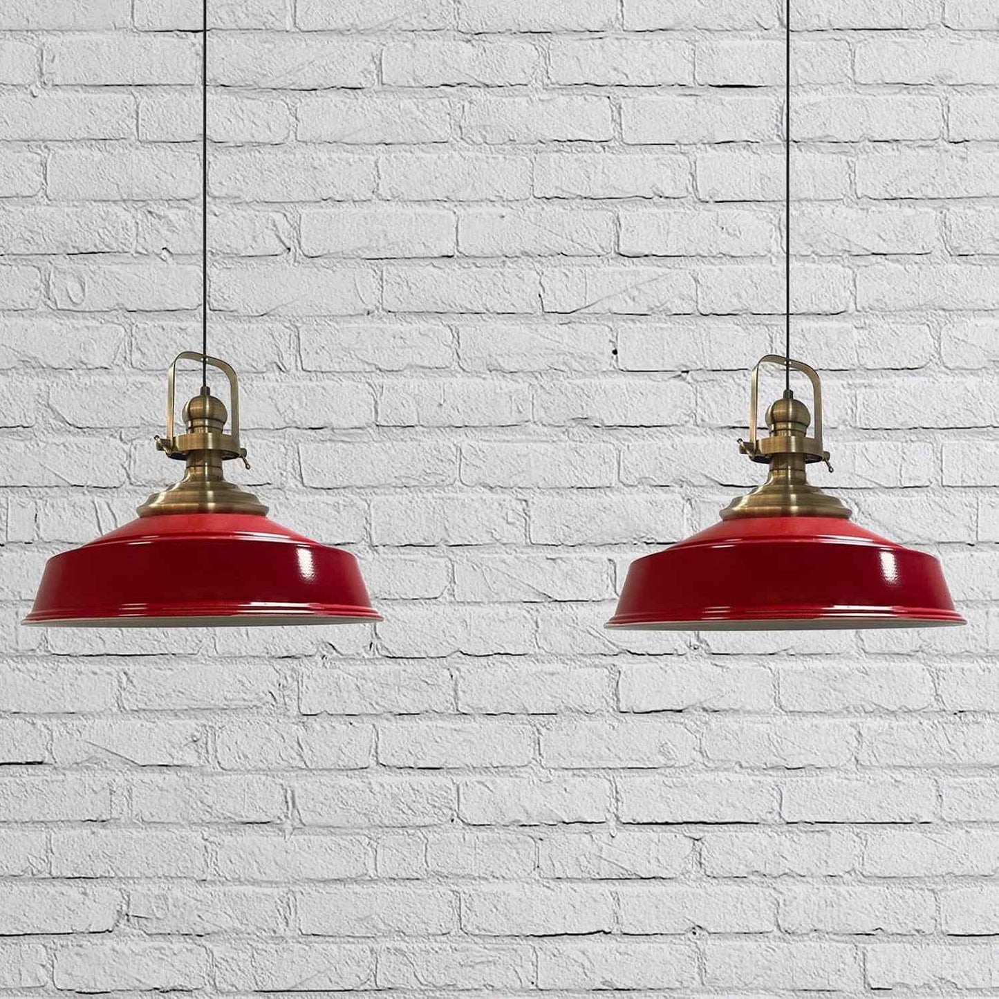 Asletl Suspension Luminaire Industrielle Rétro En Metal Lot De 2, Lustre De Salon Vintage, Éclairage De Plafond Pour Chambre, Cuisine, Lampe Suspendue, Rouge