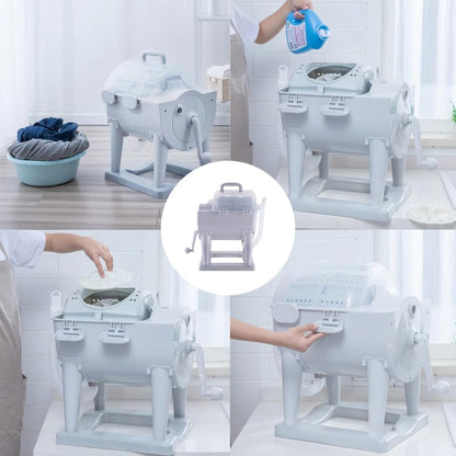Morlinca Lave Linge Manuel Machin Laver Portable Laveuse Et Sécheuse Manivelle Laver Non Électrique Pour Dortoir Appartement Camping,Argent