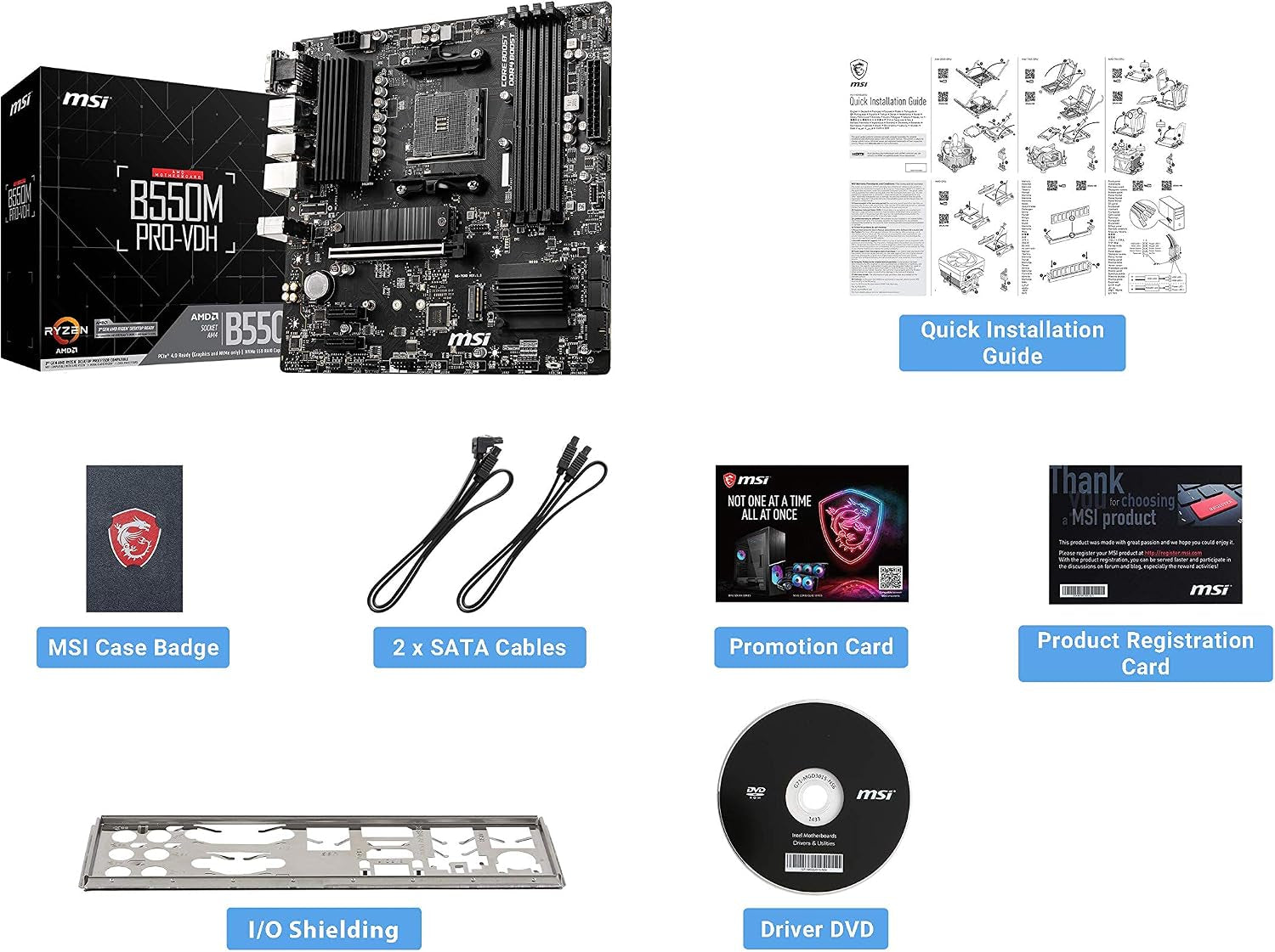 MSI B550M Pro-Vdh Carte Mère AMD B550 Emplacement AM4 Micro ATX
