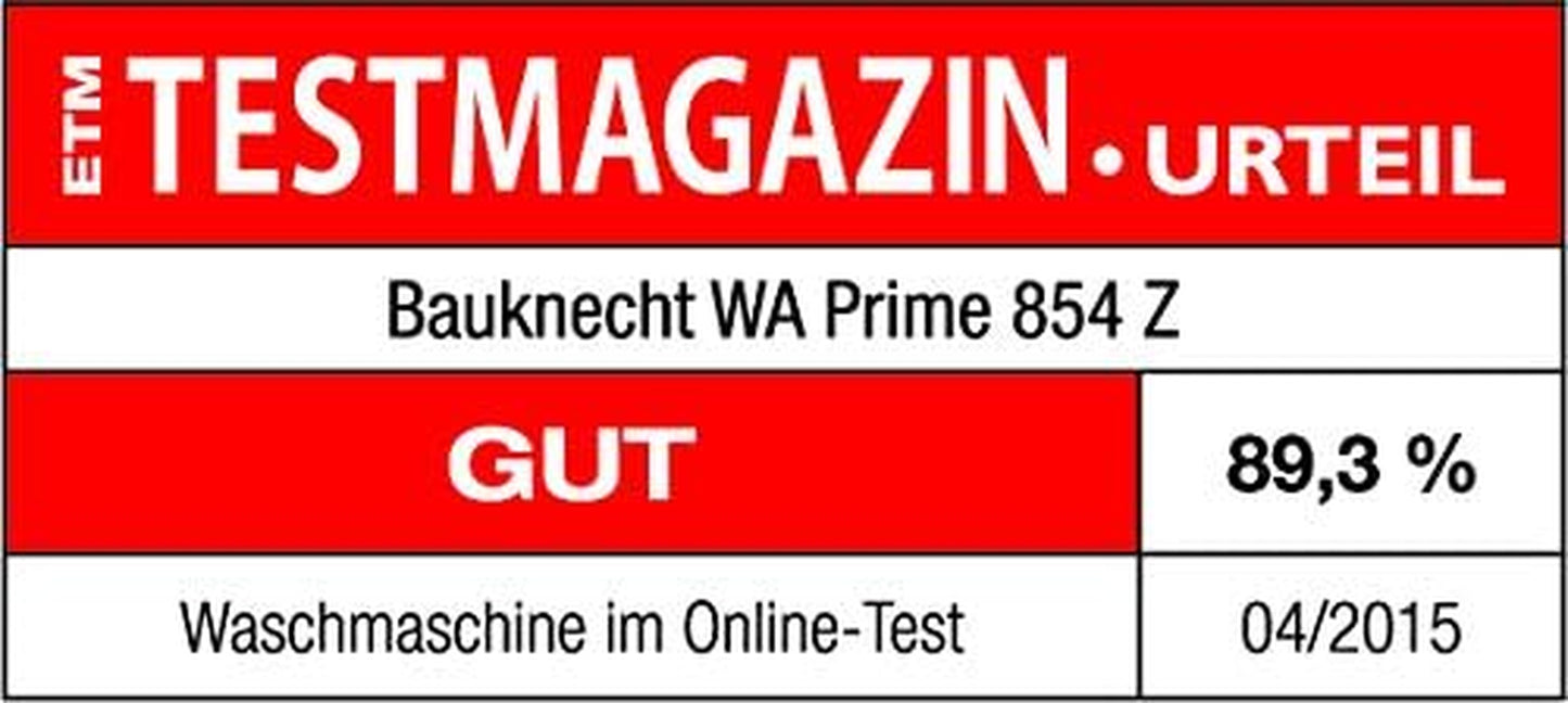 Bauknecht Wa Prime 854 Z Machine À Laver FL/A + + +/177 Kwh/An/1400 Tr/Min, 8 Kg/Ultra Silencieux Avec 48 Db/Zen Entraînement Direct/Blanc