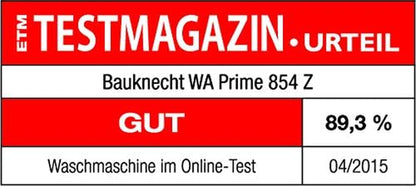 Bauknecht Wa Prime 854 Z Machine À Laver FL/A + + +/177 Kwh/An/1400 Tr/Min, 8 Kg/Ultra Silencieux Avec 48 Db/Zen Entraînement Direct/Blanc