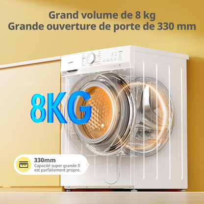 ' Machine À Laver 8KG Classe A-10% 1400RPM Smart Wash CF08EWP05W | Steam Wash, Woolmark, Élimination Des Poils D'Animaux, Rapide 15', Sports, Nettoyage Du Tambour, Parfum+