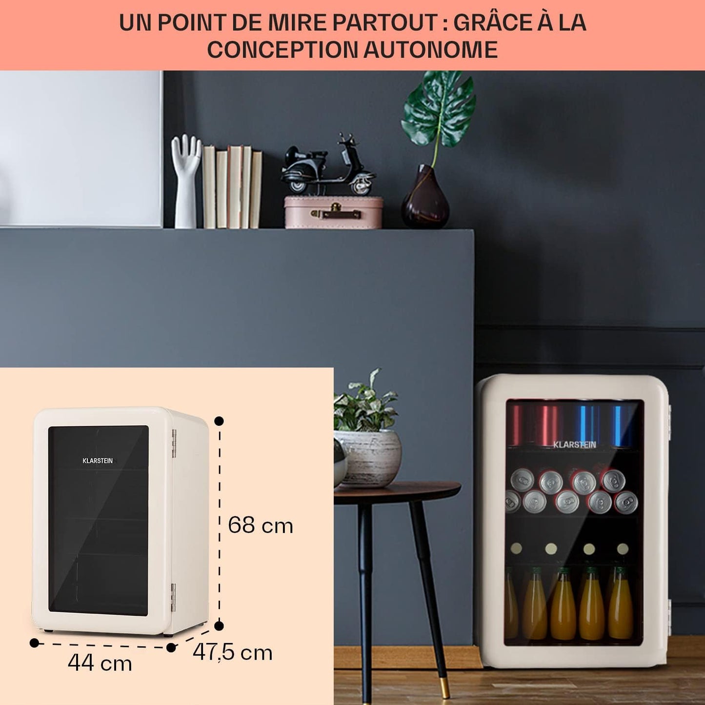Mini Frigo De Chambre De 70L Pour Boissons Et Bieres, Petit Frigo Silencieux, Mini Bar Intérieur/Ext, Petit Refrigérateur Camping, Stockage De Vins Et Boisssons, Étagères Amovibles, 0-10°C