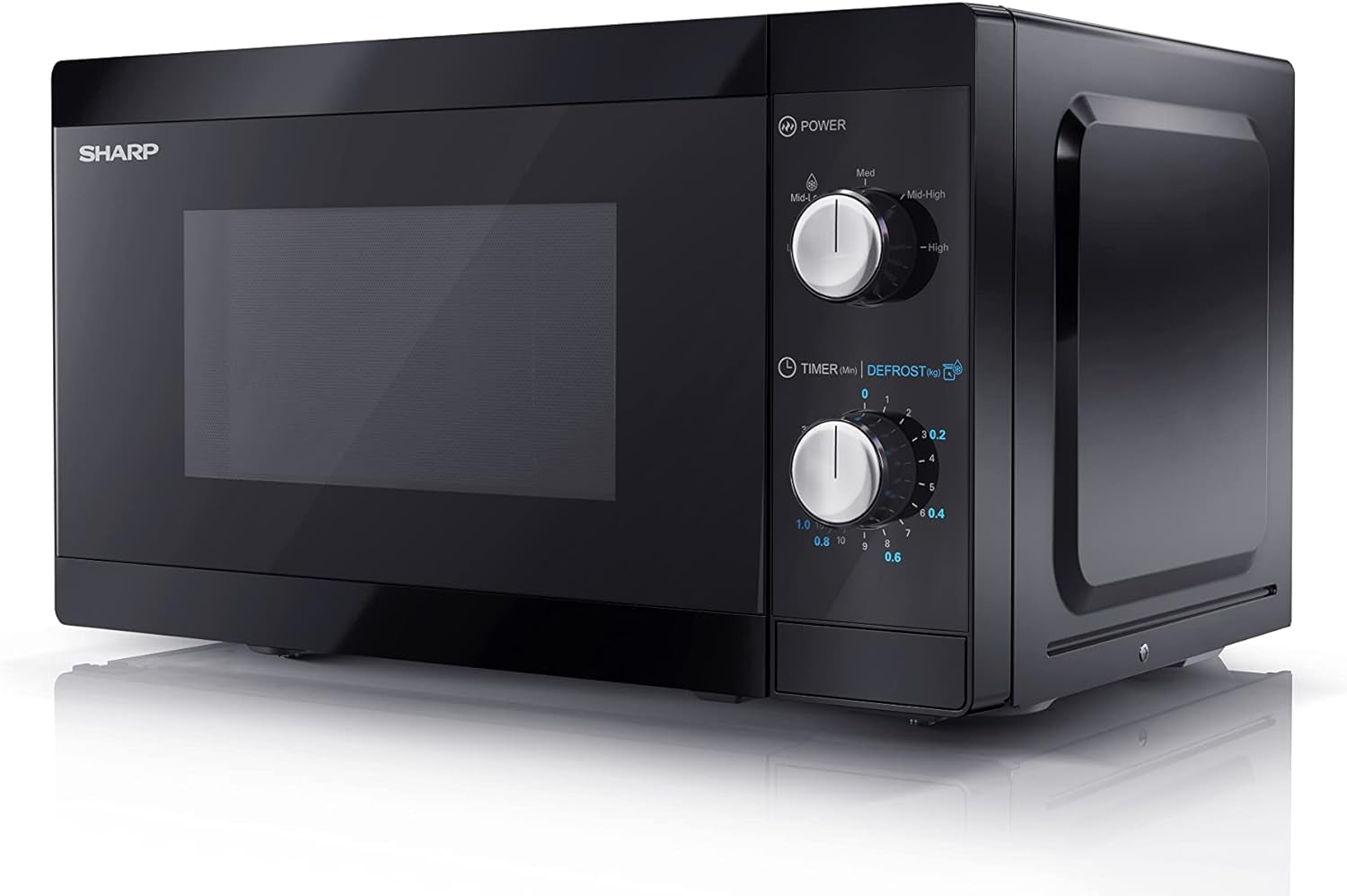 YC-MS01ES Four À Micro-Ondes De 20 Litres Avec Fonction De Dégivrage, 5 Niveaux De Puissance, Puissance De 800W À Micro-Ondes, Minuterie, Argent/Noir