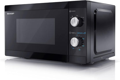 YC-MS01ES Four À Micro-Ondes De 20 Litres Avec Fonction De Dégivrage, 5 Niveaux De Puissance, Puissance De 800W À Micro-Ondes, Minuterie, Argent/Noir