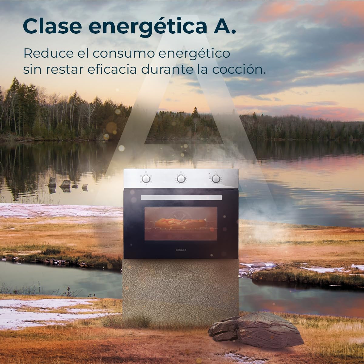 Four Encastrable 45 Cm Bolero Hexa C134500 Inox A. 2600W, Capacité De 56L, Faible Consommation, 4 Fonctions, Minuterie, Nettoyage À La Vapeur, Cuisson À La Vapeur