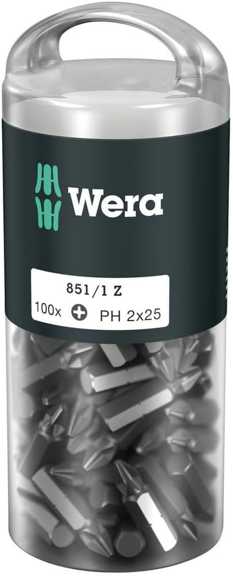 Wera 05072441001 851/1 Embouts Z DIY 100, Phillips, PH 2 X 25 Mm, 100 Pièces