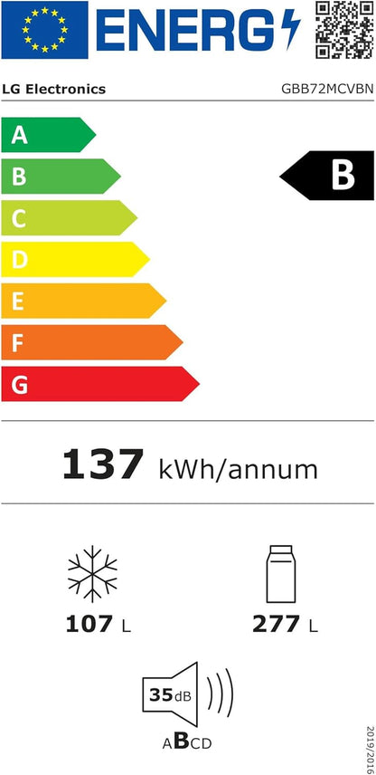 Electronics GBB72MCVBN Réfrigérateur-Congélateur - Capacité Utile : 384 L - Classe D'Efficacité Énergétique - Noir Mat - 203 Cm - Compresseur Linéaire Inverseur - Noir Mat Métallisé