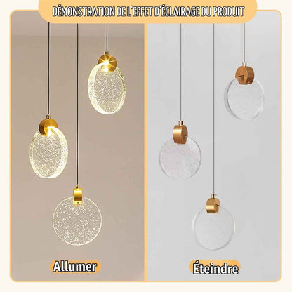 Plafonnier Led, Luminaires Intérieur En Cristal, Lumiere Plafond En Or, Lustre Salon Moderne Chambre À Coucher Îlot De Cuisine Escalier Couloir (3 Lumières, Lumière Chaude)