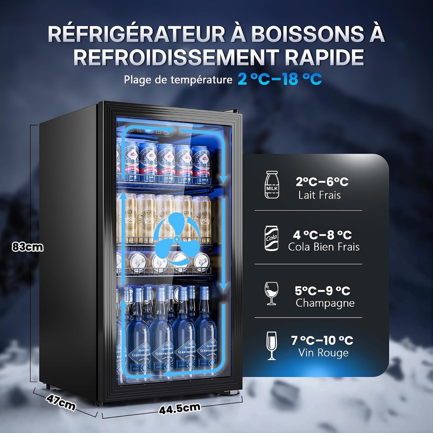 Réfrigérateur À Boissons 90 L Avec Porte Vitrée, Mini Frigo Pour 128 Canettes, Étagères Réglables Pour Bière, Vin Et Soda, Idéal Pour Maison, Bar, Bureau Ou Appartement