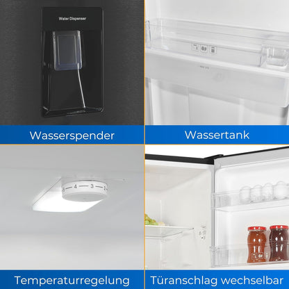 Exquisit Réfrigérateur-Congélateur KGC265-70-WS-040D Inoxlook-Az | Capacité Utile 260 L