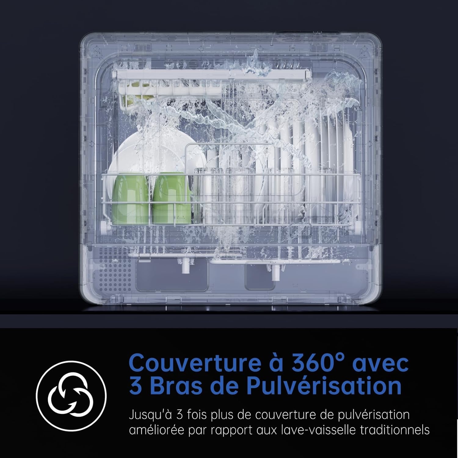 Lave-Vaisselle De Table, Mini Lave-Vaisselle Avec 7 Programmes, Commande Tactile, Affichage À LED, Réservoir D'Eau 5L, Lave-Vaisselle Compact Pour Appartements, Camping, Dortoirs, Blanc