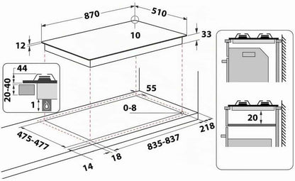 Ariston PHN 962 TS/IX/HA Table De Cuisson À Gaz En Acier Inoxydable 90 Cm