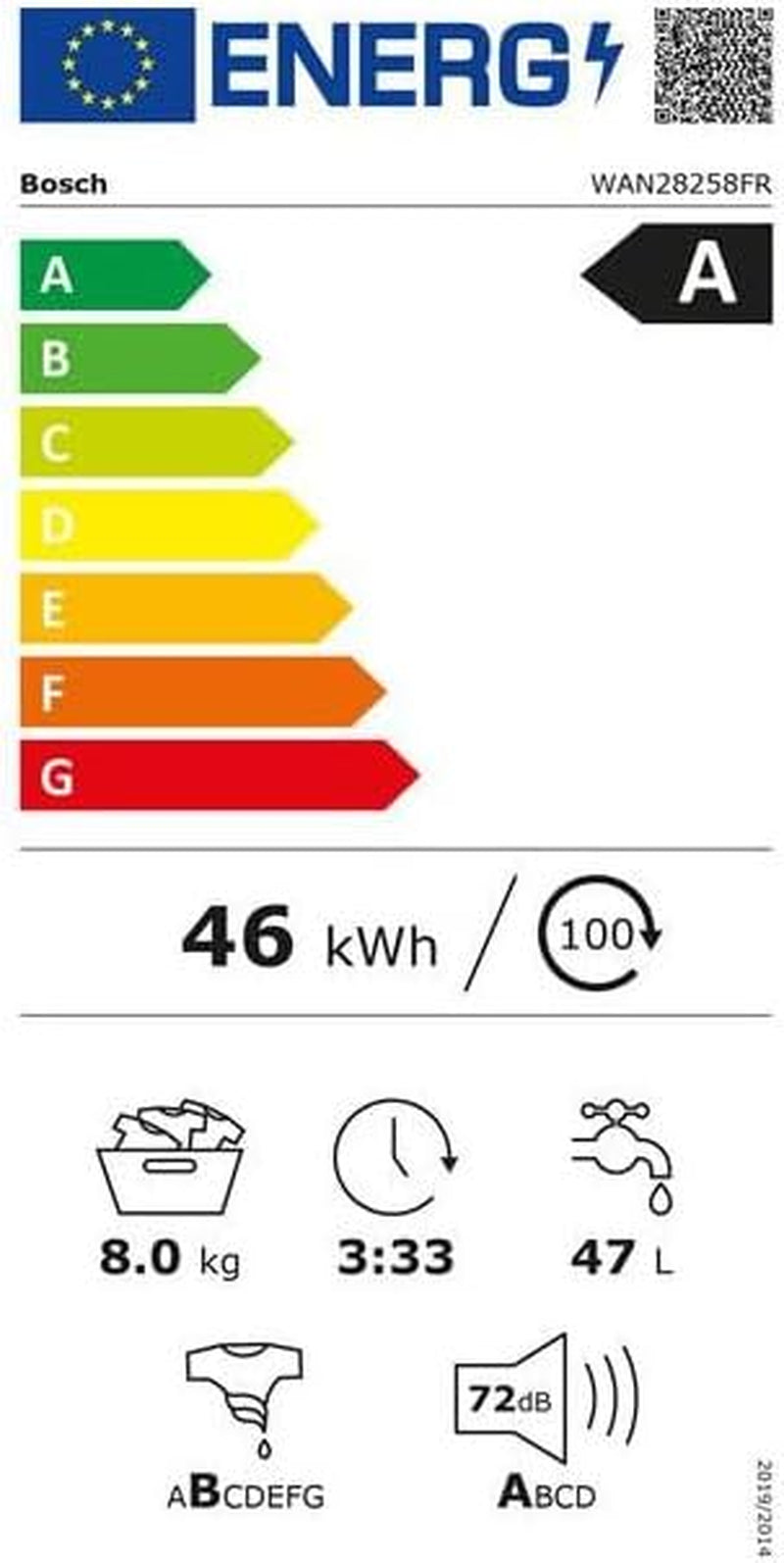 Bosch WAN28258FR Série 4 - Lave-Linge, Silentpowerdrive | Blanc, 8 Kg, 1400 Trs/Min, Activewater, Système Vario Drum, Rinçage Plus, Speed Perfect