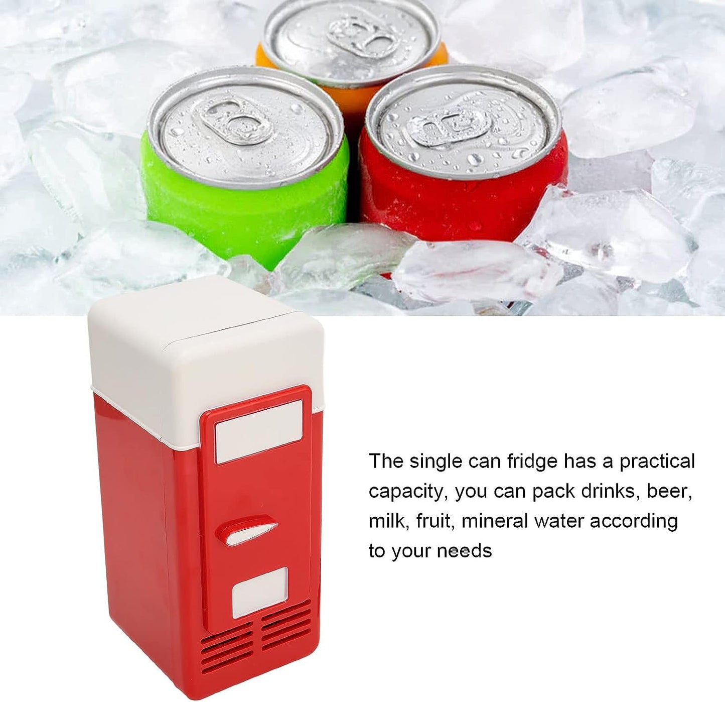 Réfrigérateur/Réchauffeur Portable USB, Refroidisseur De Réfrigérateur Compact Mini USB À Refroidissement Isolé, À Faible Décibel À Économie D'Énergie Boisson Minibar Pour Voiture Bureau(Rouge)