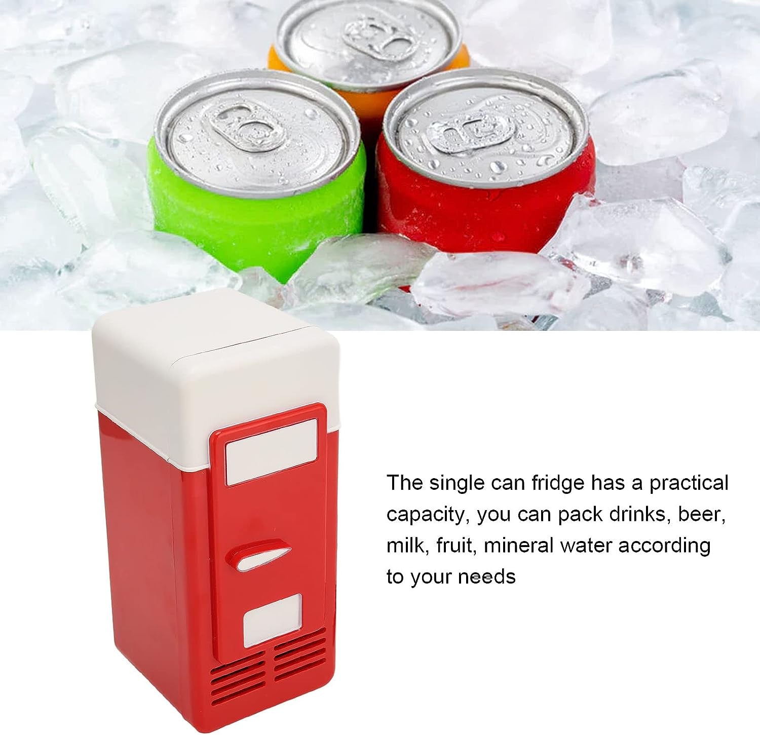 Réfrigérateur/Réchauffeur Portable USB, Refroidisseur De Réfrigérateur Compact Mini USB À Refroidissement Isolé, À Faible Décibel À Économie D'Énergie Boisson Minibar Pour Voiture Bureau(Rouge)