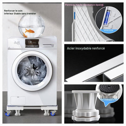 Support De Machine À Laver Réglable Et Mobile, Roue Télescopique, Frein, Plate-Forme Élévatrice Pour Équipement Lourd Tel Que Réfrigérateur Et Sèche-Linge