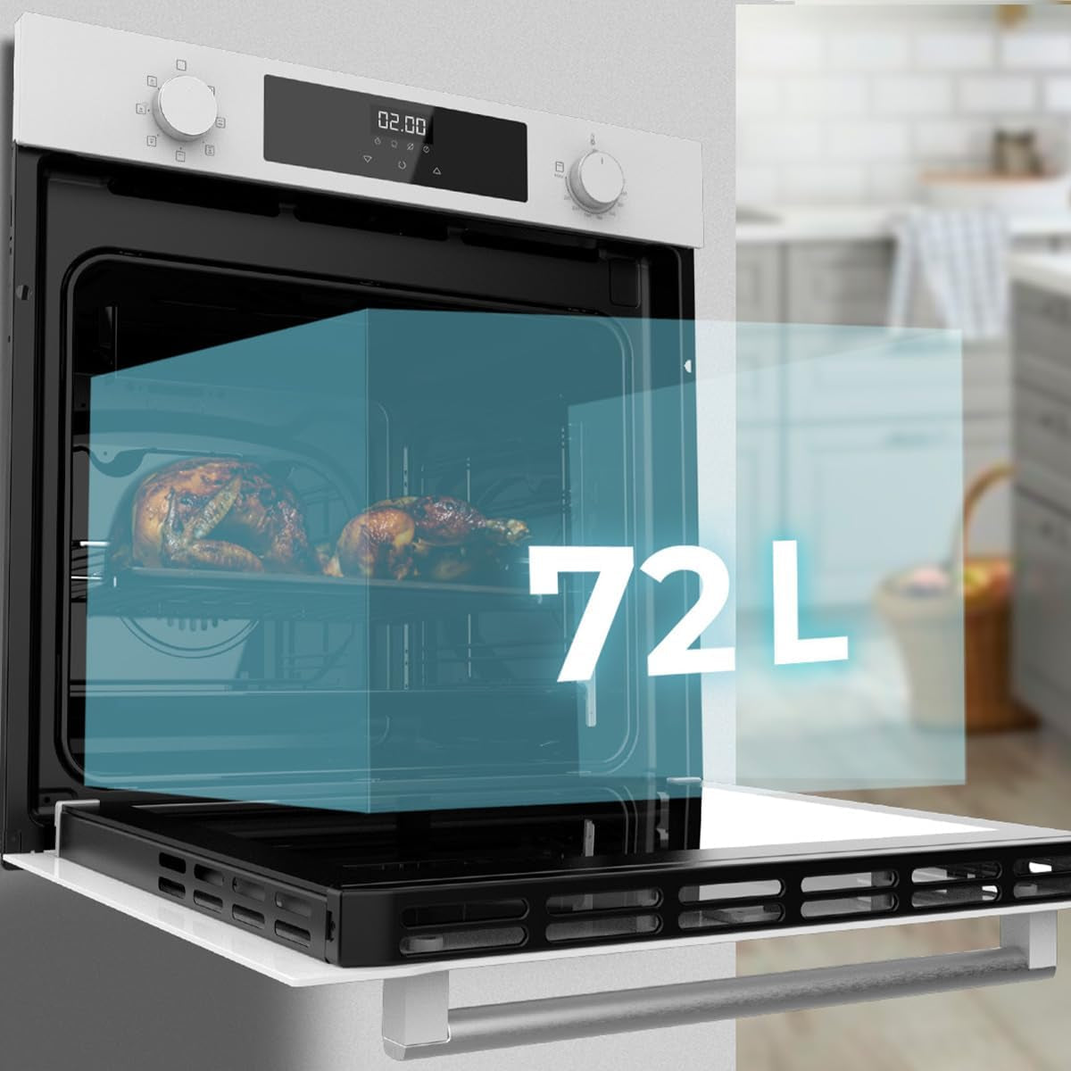 Four Intégrable 60 Cm Bolero Hexa M226000 Verre Blanc A. 2800 W, 72 L, 7 Fonctions, Mode Grill, Fan Assisted Grill, Mode Convection, Defrost, Steam Base X2, Steam Easyclean, Steam Assist