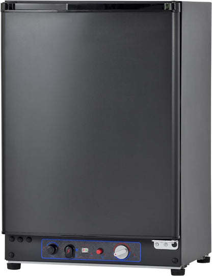 Frigo Trimixte 12V/220V/Gaz,60L,Frigo Camping Gaz, 30Mbar, Température 0-10℃, Porte Réversible, Mini Réfrigérateur Silencieux Pour Camping-Car Caravane Mobile-Home,Noir