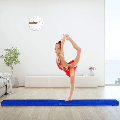 GOPLUS Poutre Gymnastique Pliable 210cm, Poutre Gymnastique avec Patins Antidérapants, Surface Suède, Entraînement de Gymnastique pour Enfants et Adultes, Gain d’Espace