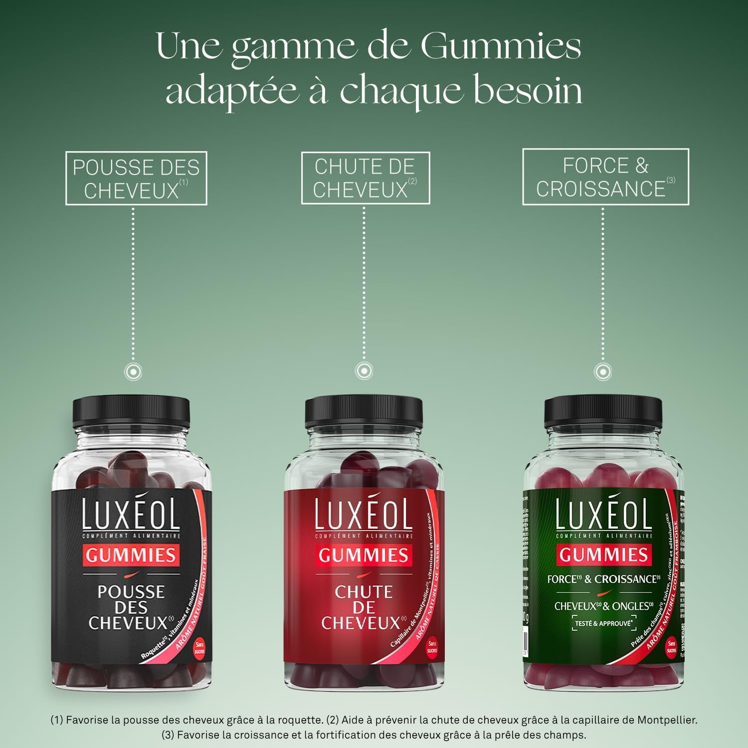 - Gummies Force & Croissance - Cheveux(2) & Ongles(3) | Complément Alimentaire - Croissance(1) - Arôme Naturel Goût Framboise - Sans Sucres - Fabriqué En France - Environ 60 Gummies