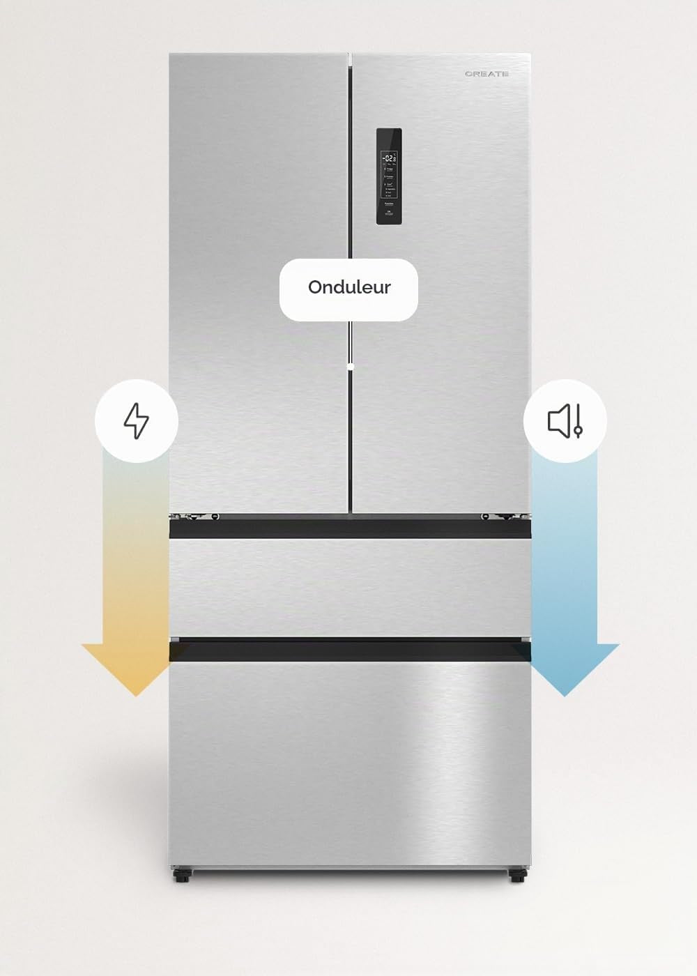 / FRIDGE STUDIO FRENCH DOOR PRO 509 / Réfrigérateur Style French Door 509L Inox / 83,3 X 63,5 X 191,2 Cm/No Frost, Space Pro, Care+, Commande Tactile Électronique, 160W