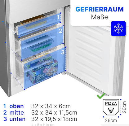 Bomann, Réfrigérateur/Congélateur, 49,5Cm De Large, 175 L, Eclairage LED, KG7352, Inox