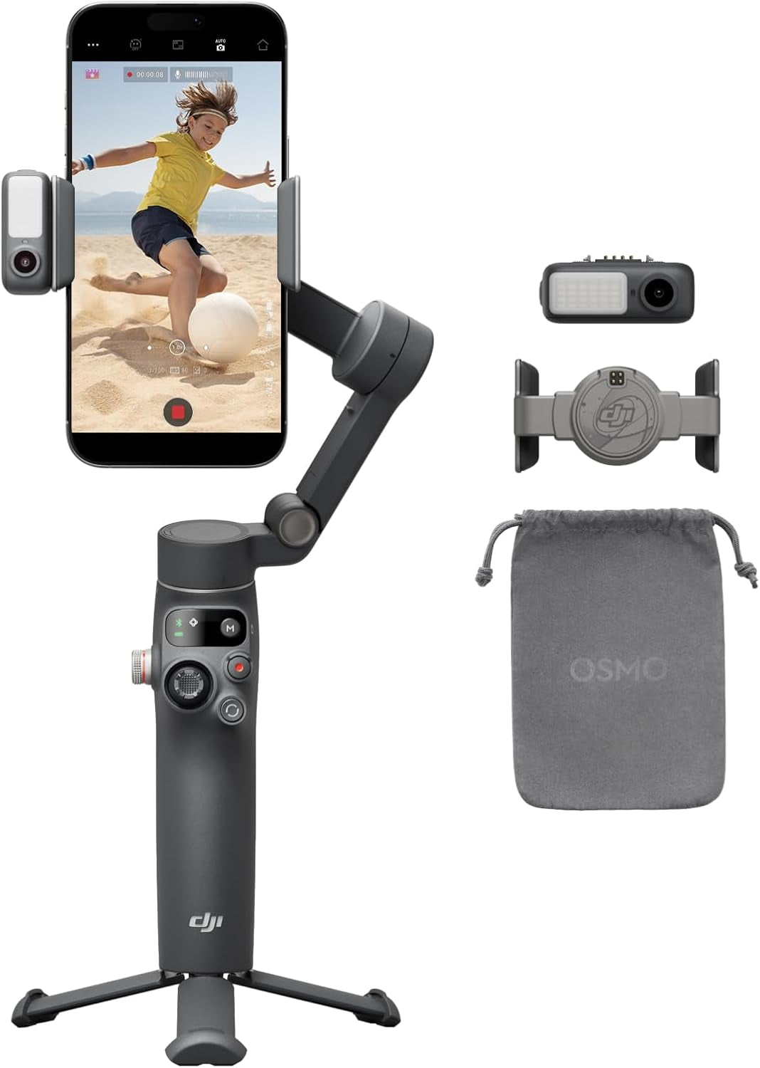 Stabilisateur Nacelle DJI Osmo Mobile 7P Pour Iphone, Android, Suivi Natif | Éclairage, Nacelle Pour Téléphone À 3 Axes, Lancement Rapide, Édition En Un Seul Clic, 10 H D'Utilisation