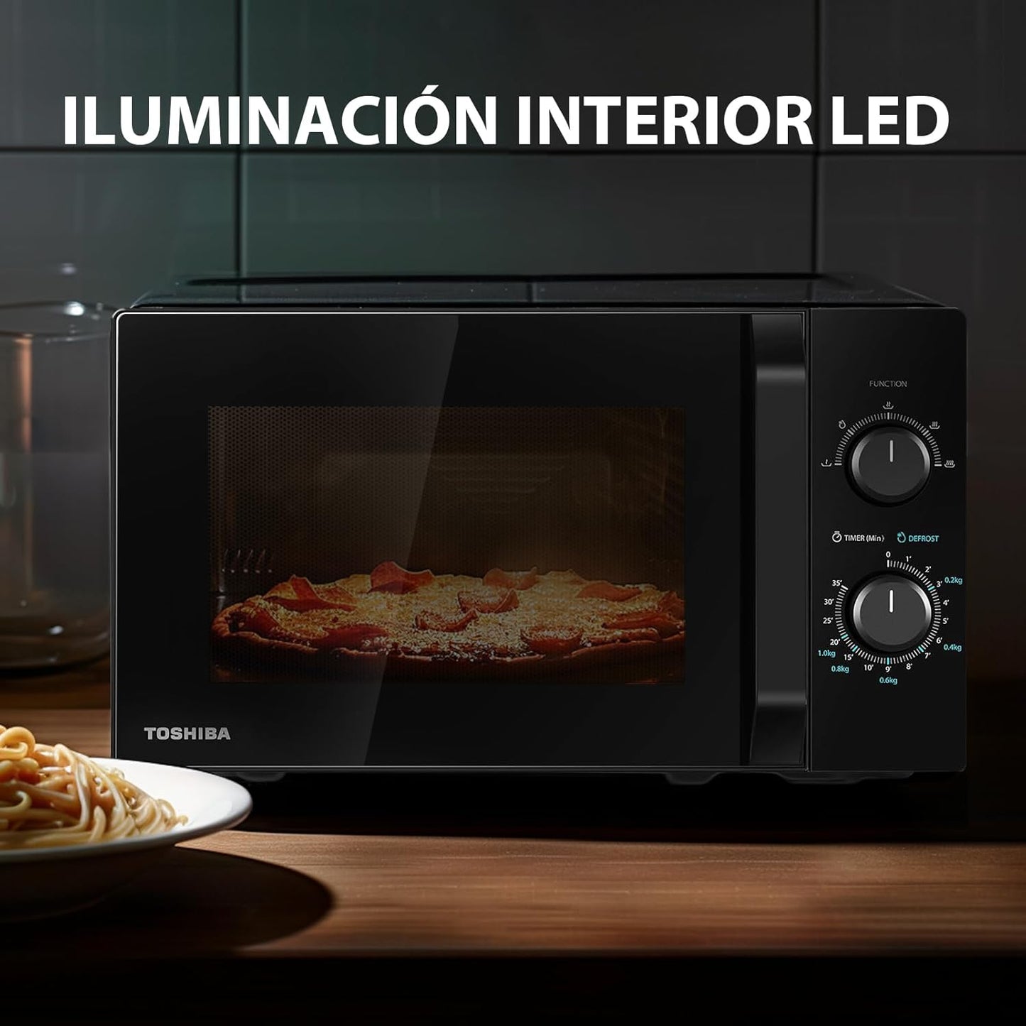 Micro-Ondes 20L MW2-MM20P(BK), Micro-Ondes Sur Pied, 800W, 5 Niveaux De Puissance, Avec Décongélation Facile, Éclairage LED À L'Intérieur, Noir