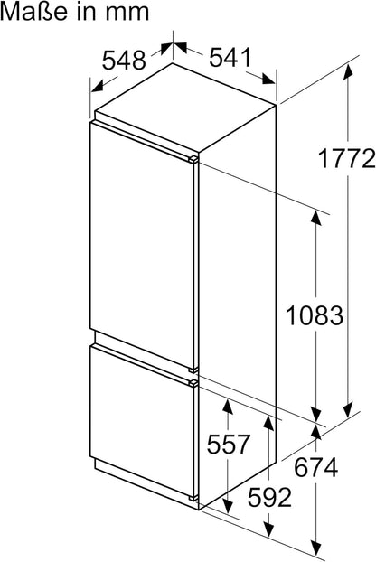 Neff KI5871SE0 N 30 Einbau Kühl-Gefrierkombination, 54,1 Cm Breit, 270 L, Schlepptürtechnik, Eco Air Flow, LED Beleuchtung, Fresh Safe