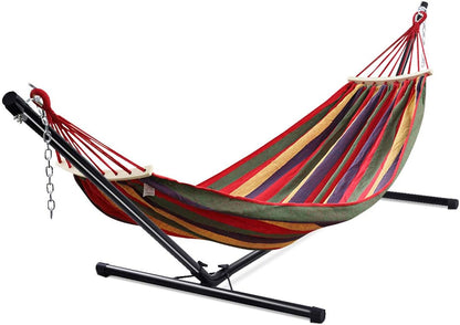 GOPLUS Support de Hamac Universel Patio Portatif Charge Maximale 150 KG Matière en Fer Robuste avec Chaîne de Suspension 325 x 100 x 106 CM Noir pour Jardin Camping Balcon