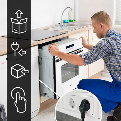 Four Encastrable 60 Cm / 70L / 3,3Kw / Gril/Circulation De L'Air/Air Chaud/Tiroirs Télescopiques/Timer Automatique / EB8015W