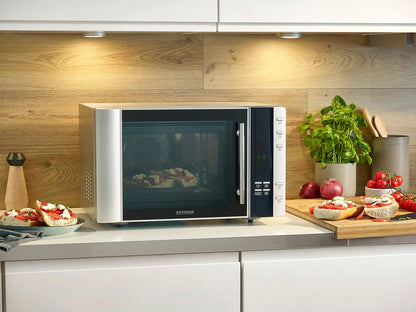 Four À Micro-Ondes 30 L, 2 500 W, Avec Fonction Gril Et Chaleur Tournante, Avec 5 Niveaux De Puissance, 10 Programmes Automatiques, Inox/Noir, MW 7775