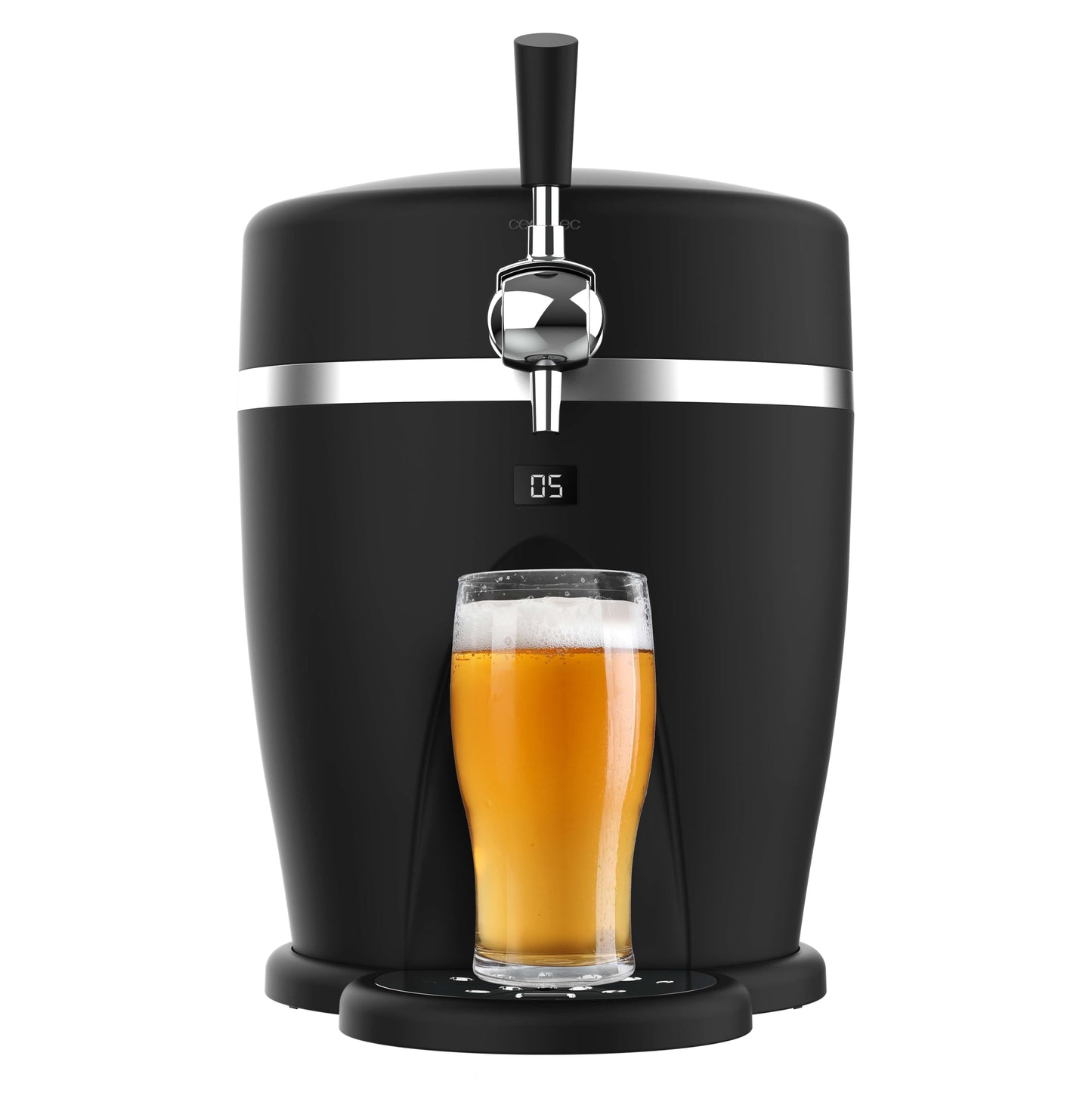 Cecotec BeerFlow Steel 5000 Beer Machine, 65W Adjustable Temperature 2-12°C, Compatible with 5L Pressurised and Non-Pressurised Barrels with Stainless Steel Finish and Non-Slip Feet