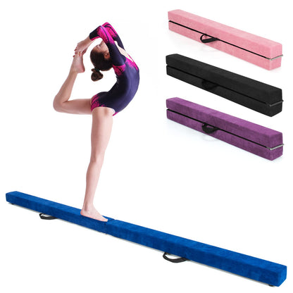 GOPLUS Poutre Gymnastique Pliable 210cm, Poutre Gymnastique avec Patins Antidérapants, Surface Suède, Entraînement de Gymnastique pour Enfants et Adultes, Gain d’Espace
