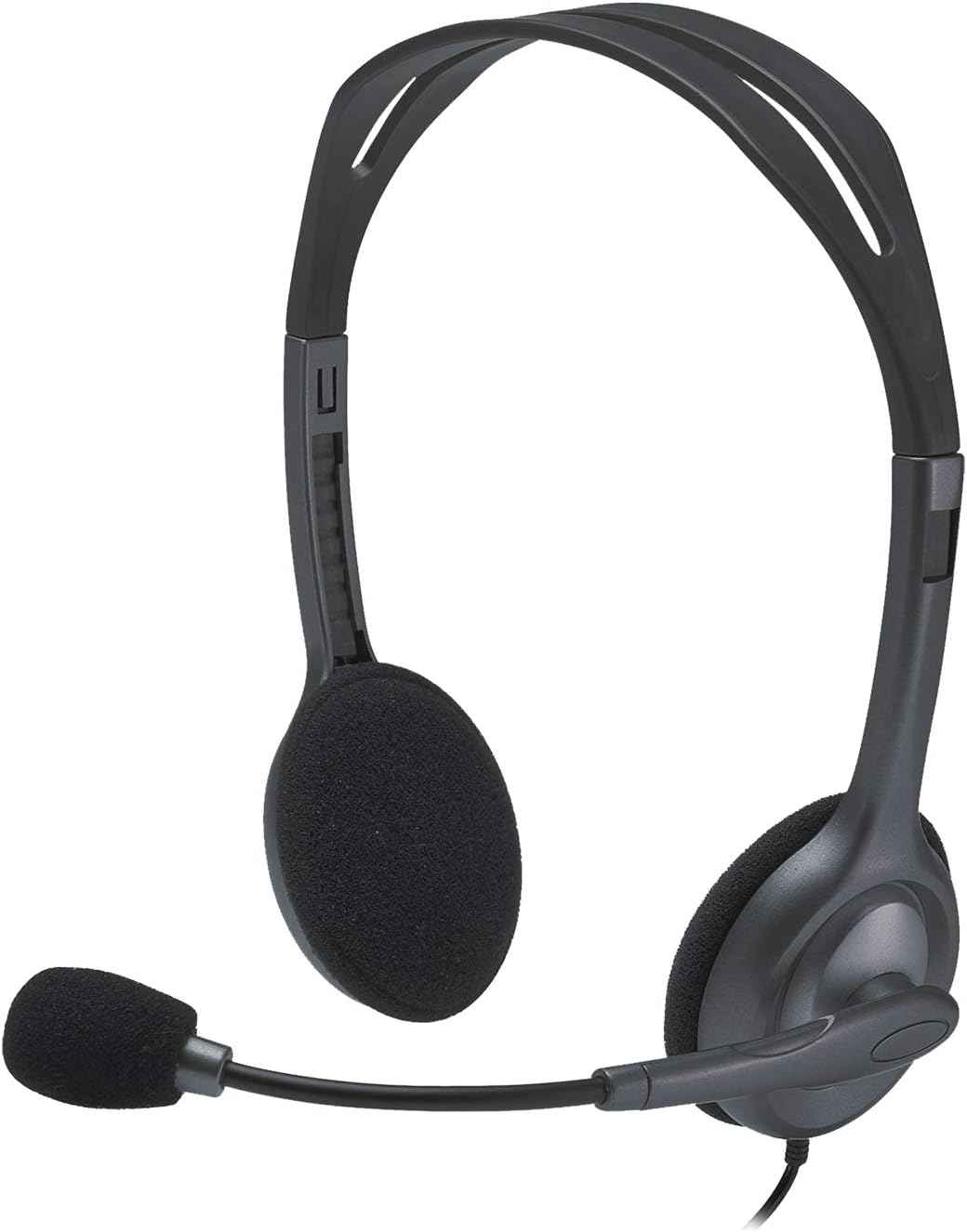 Logitech H111 Wired Microphone Headset | Stereo Earphones with Microphone, Anti-Parasite, 0.3 cm Audio Jack, PC/Mac/Laptop/Smartphone/Tablet – Black