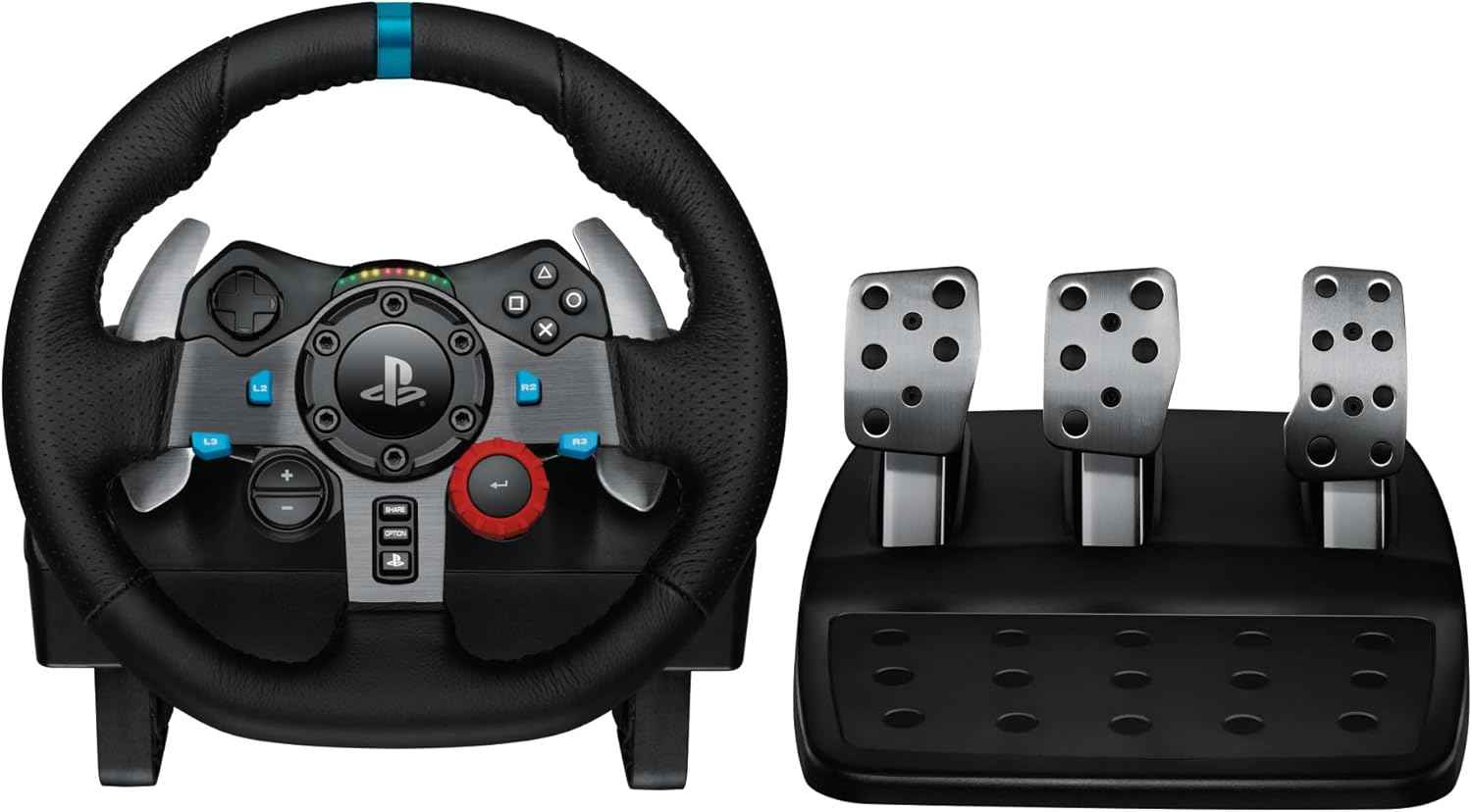 Logitech G G29 Driving Force Steering Wheel and Pedals for Playstation & PC | Realistic Force Feedback, Stainless Steel Levers, Steering Wheel Cover for PS5, PS4, PC, Mac - Black