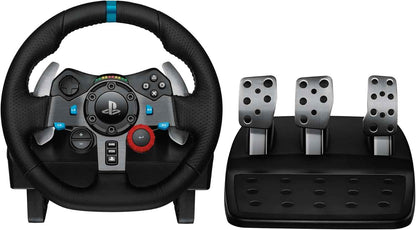 Logitech G G29 Driving Force Steering Wheel and Pedals for Playstation & PC | Realistic Force Feedback, Stainless Steel Levers, Steering Wheel Cover for PS5, PS4, PC, Mac - Black