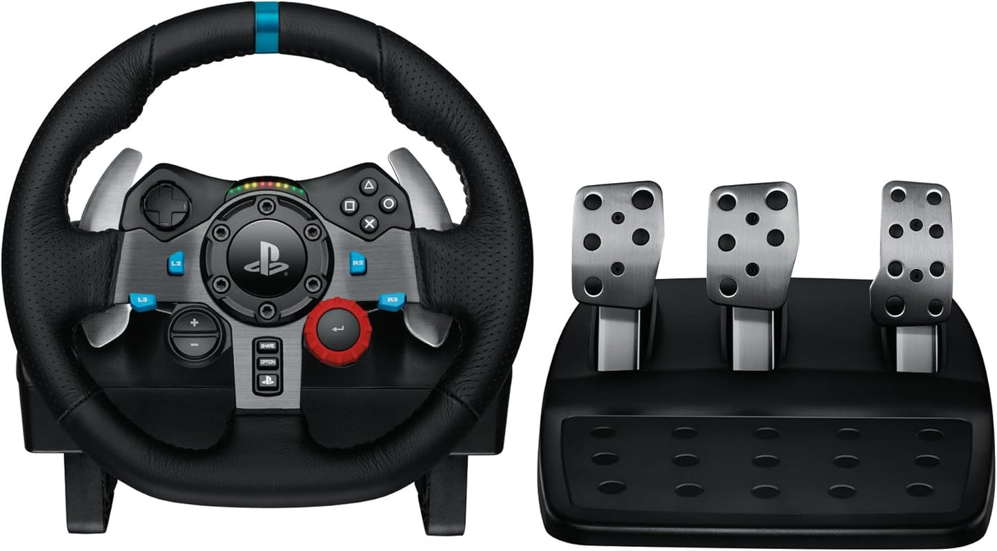 Logitech G G29 Driving Force Steering Wheel and Pedals for Playstation & PC | Realistic Force Feedback, Stainless Steel Levers, Steering Wheel Cover for PS5, PS4, PC, Mac - Black