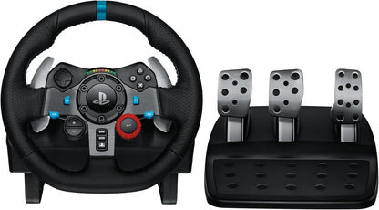 Logitech G G29 Driving Force Steering Wheel and Pedals for Playstation & PC | Realistic Force Feedback, Stainless Steel Levers, Steering Wheel Cover for PS5, PS4, PC, Mac - Black