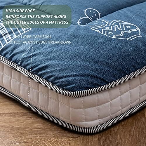 MAXYOYO Black Moon and Star Futon Mattress, Japanese Floor Mattress Quilted Bed Mattress Topper, Extra Thick Folding Sleeping Pad Breathable Floor Lounger Guest Bed for Camping Couch, Twin
