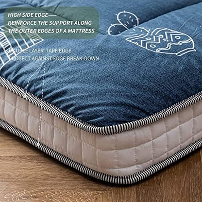 MAXYOYO Black Moon and Star Futon Mattress, Japanese Floor Mattress Quilted Bed Mattress Topper, Extra Thick Folding Sleeping Pad Breathable Floor Lounger Guest Bed for Camping Couch, Twin